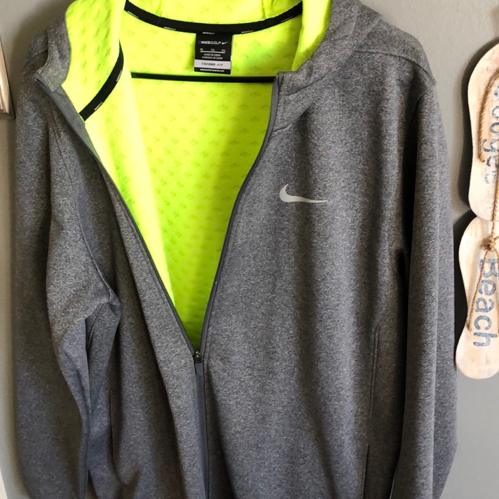 Nike Golf Zip Up Hoodie gray with Neon green
